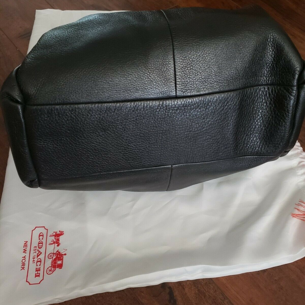 COACH HANDBAG BLACK LEATHER SHOULDER BAG TOTE HOBO - Picture 7 of 8